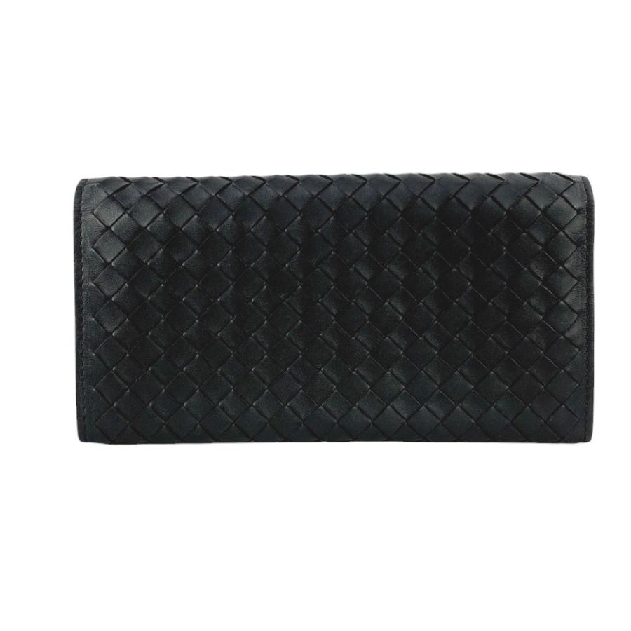 美品　ボッテガヴェネタ 長財布 二つ折り イントレチャート ブラック レザー □美品□ ボッテガヴェネタ 二つ折り財布 長財布 イントレ