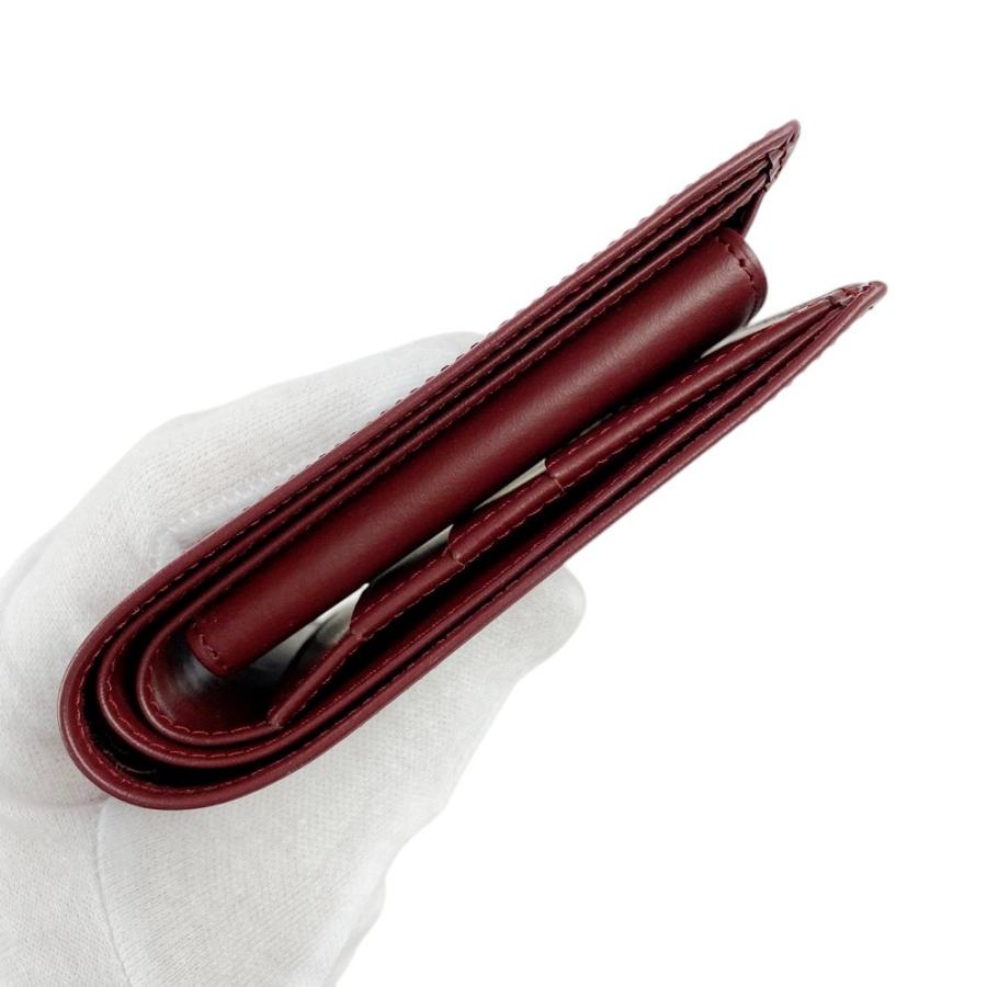 ■美品■　カルティエ マスト 二つ折り 財布 ウォレット レザー ボルドー レッド 箱 【322280】5 緊急値下げ □美品□ カルティエ マスト 二つ折り 財布 ウォレット