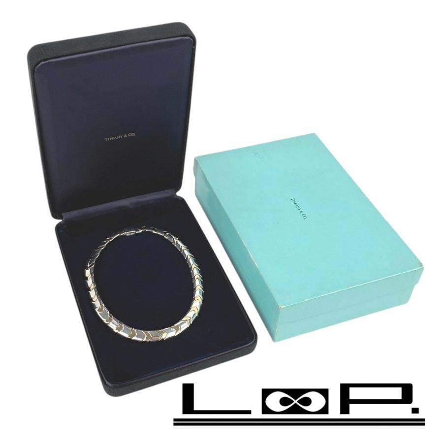 ■美品■ヴィンテージ■　ティファニー ネックレス チョーカー コンビ シルバー ゴールド SV 925 K18 YG 750 箱 【323423】1 | 