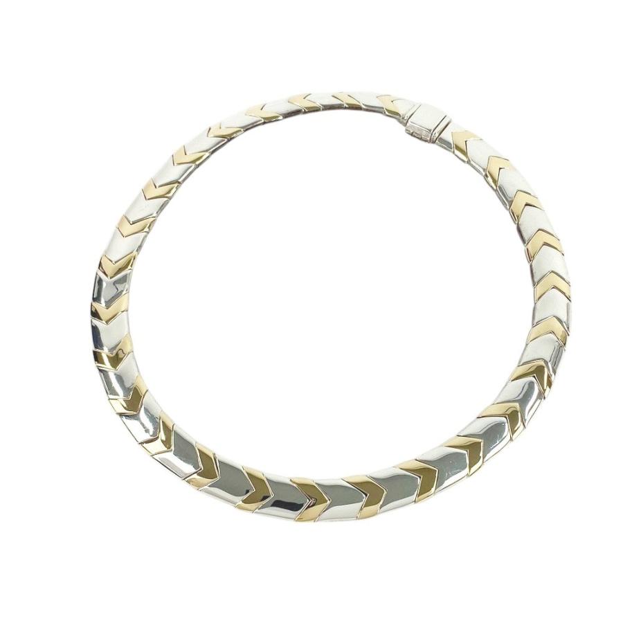 ■美品■ヴィンテージ■　ティファニー ネックレス チョーカー コンビ シルバー ゴールド SV 925 K18 YG 750 箱 【323423】1 |  | 01