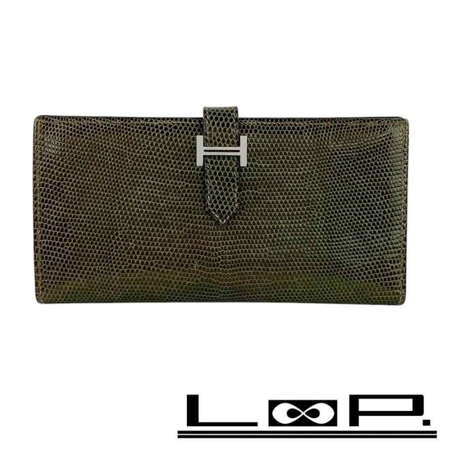 □中古□ エルメス ベアン クラシック 長財布 サイフ リザード □中古□ エルメス ベアン クラシック 長財布 サイフ リザード