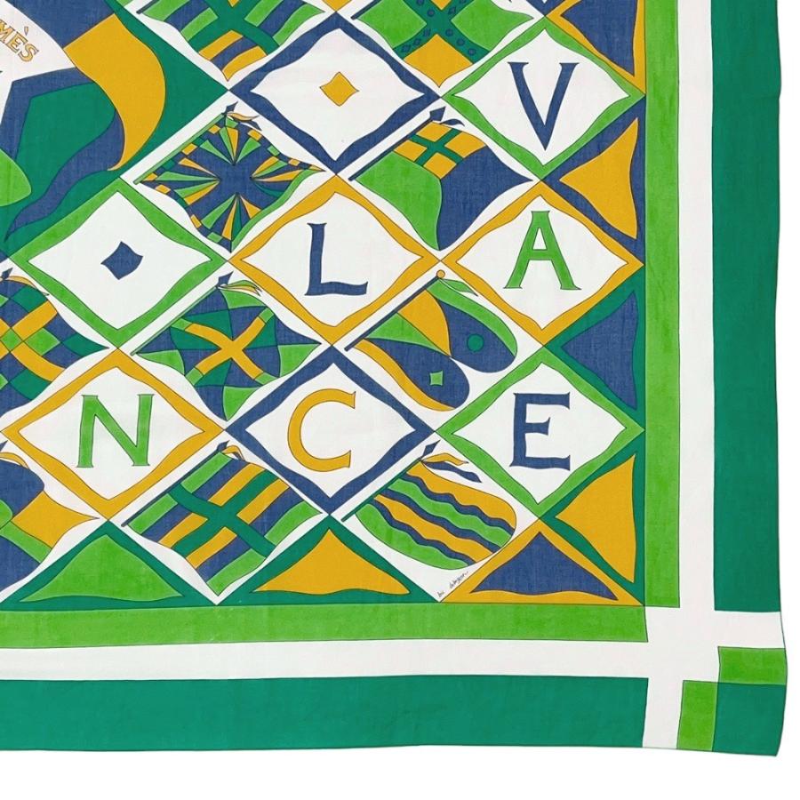 ■美品■　エルメス パレオ 大判 ストール VIVE LA FRANCE コットン グリーン系 箱 【326691】2 |  | 04