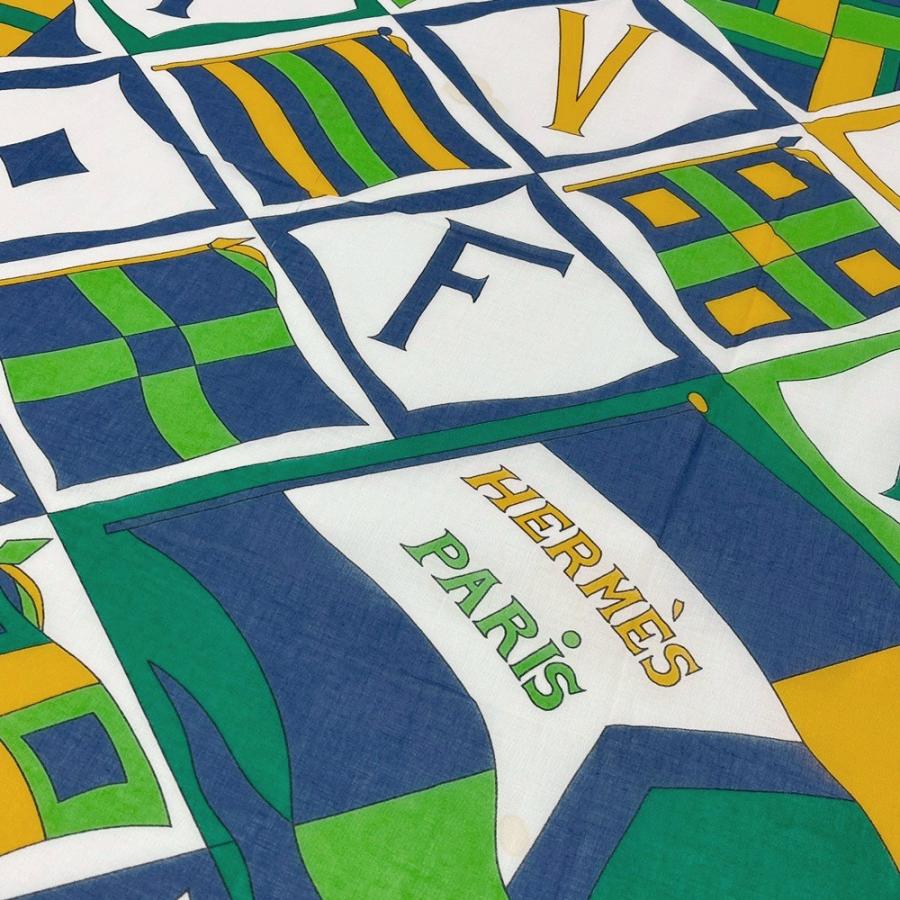 ■美品■　エルメス パレオ 大判 ストール VIVE LA FRANCE コットン グリーン系 箱 【326691】2 |  | 07