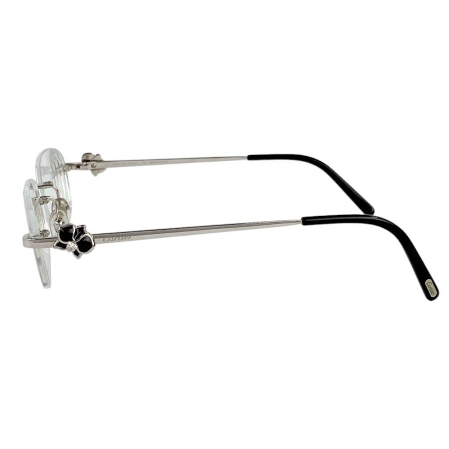 ■美品■　カルティエ 眼鏡 度入り メガネ 2P ダイヤ シルバー ブラック WG750 □16 26.4g 3885529  【327315】2 |  | 02
