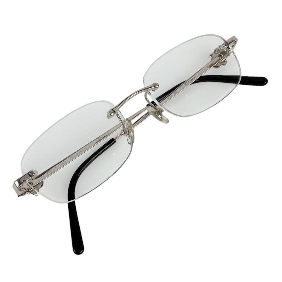 ■美品■　カルティエ 眼鏡 度入り メガネ 2P ダイヤ シルバー ブラック WG750 □16 26.4g 3885529  【327315】2 |  | 08