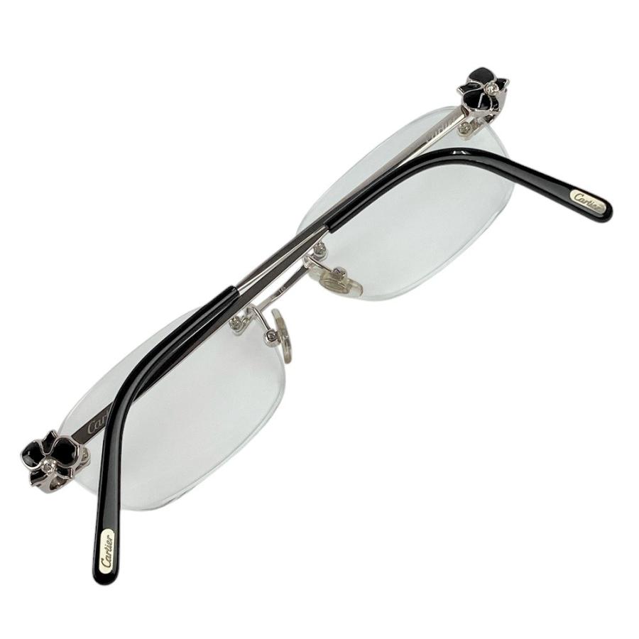 ■美品■　カルティエ 眼鏡 度入り メガネ 2P ダイヤ シルバー ブラック WG750 □16 26.4g 3885529  【327315】2 |  | 09