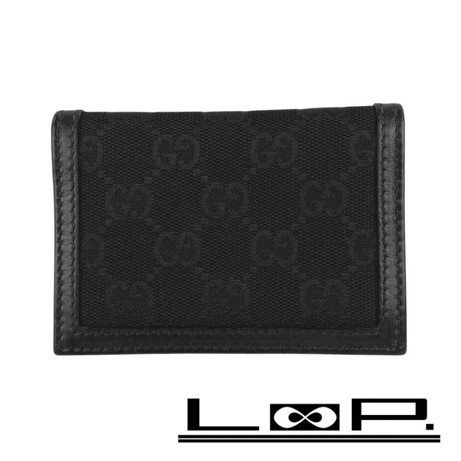 ■美品■　グッチ 二つ折り パスケース カードケース GG キャンバス ブラック 【332265】5 □美品□ グッチ 二つ折り パスケース カードケース GG キャンバス