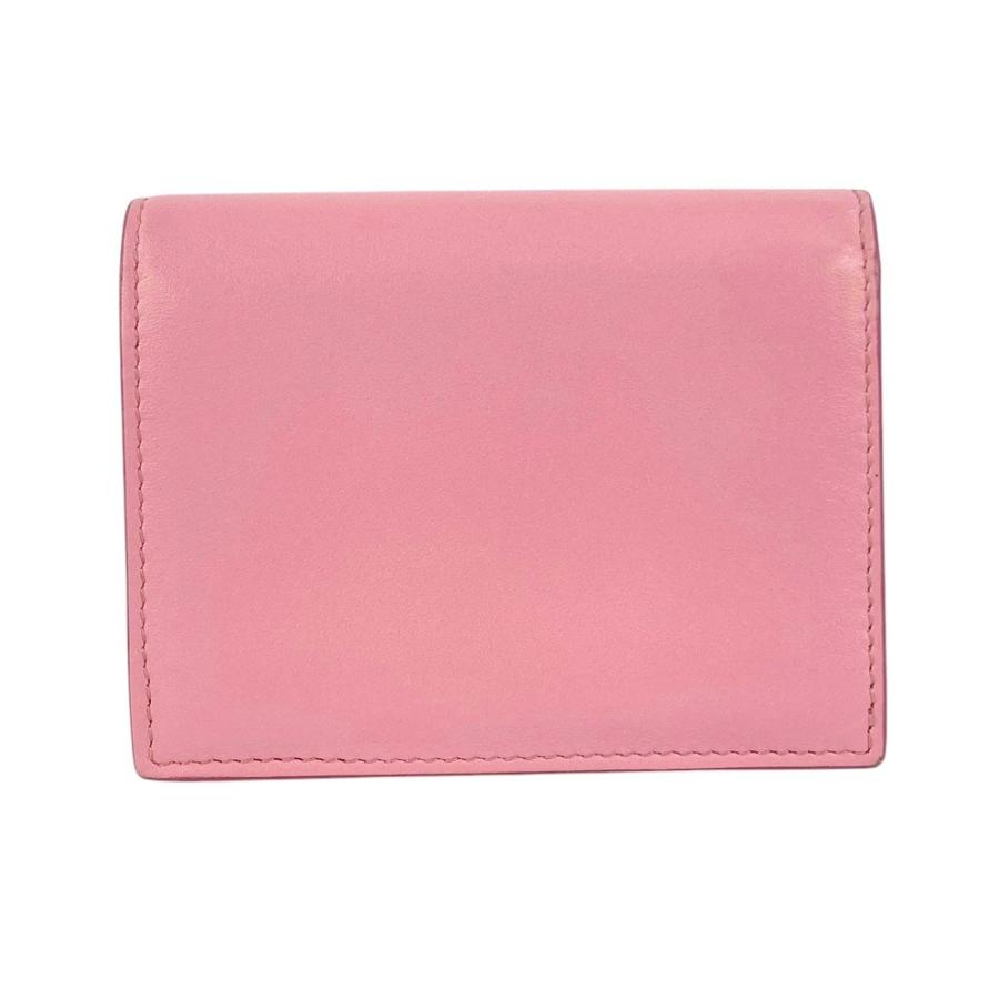 ■中古■　ミュウミュウ 二つ折り 財布 コンパクト レザー ピンク グレー 箱 【332814】8 □中古□ ミュウミュウ 二つ折り 財布 コンパクト レザー ピンク