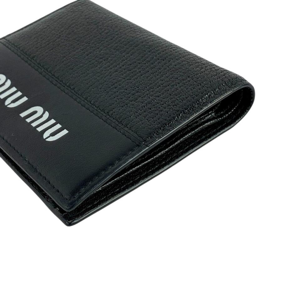 □美品□ ミュウミュウ 二つ折り 財布 コンパクト レザー ブラック 箱