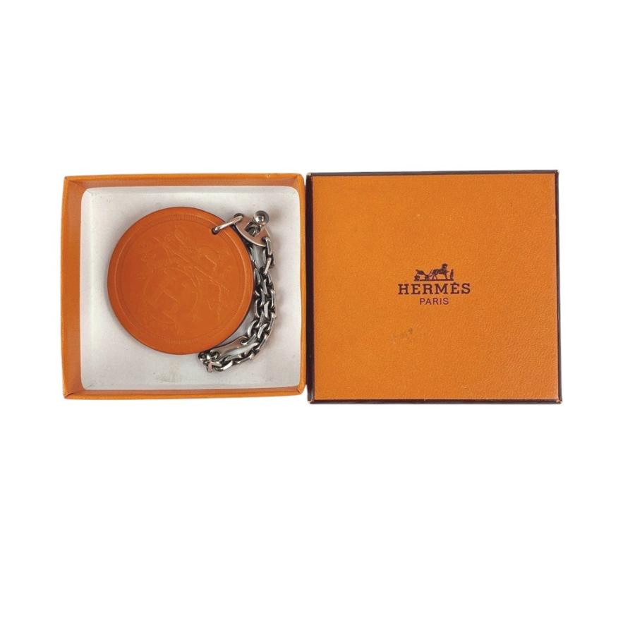 ■美品■2008年■京都高島屋限定■　エルメス バッグ チャーム キーホルダー オレンジ レザー 箱 【337598】1 |  | 07