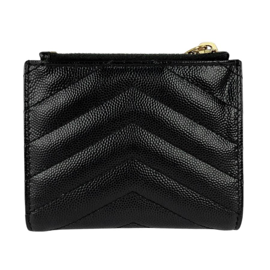 □中古□ サンローラン 2つ折り 財布 Vステッチ レザー GP ブラック