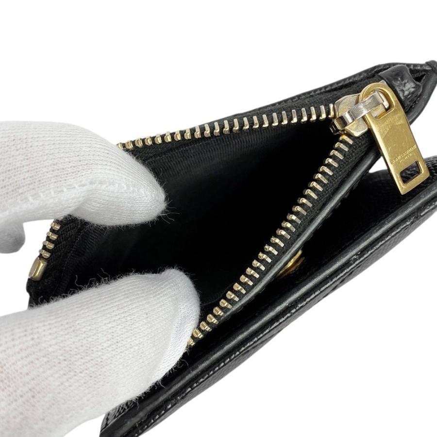 □中古□ サンローラン 2つ折り 財布 Vステッチ レザー GP ブラック
