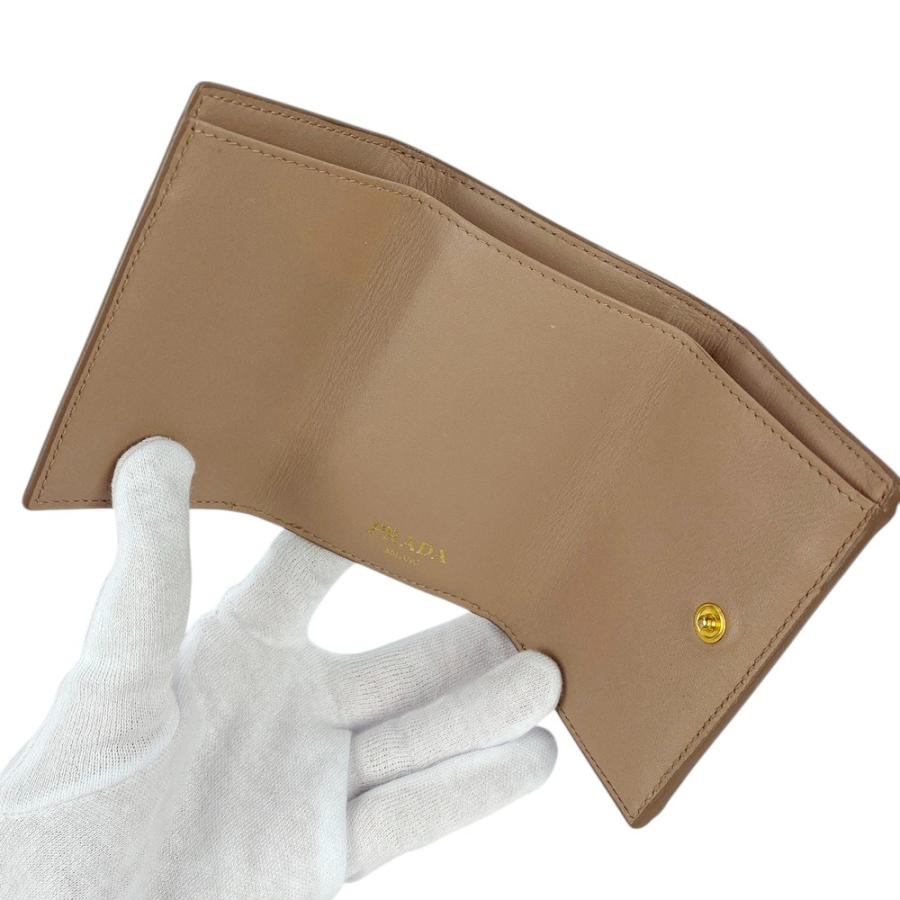 ■中古■　プラダ トライアングルロゴ 三つ折り 財布 ウォレット レザー ベージュ 【338946】2 |  | 05