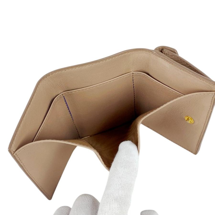 ■中古■　プラダ トライアングルロゴ 三つ折り 財布 ウォレット レザー ベージュ 【338946】2 |  | 06