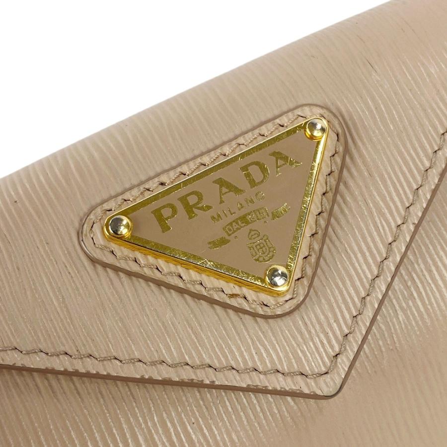 ■中古■　プラダ トライアングルロゴ 三つ折り 財布 ウォレット レザー ベージュ 【338946】2 |  | 08