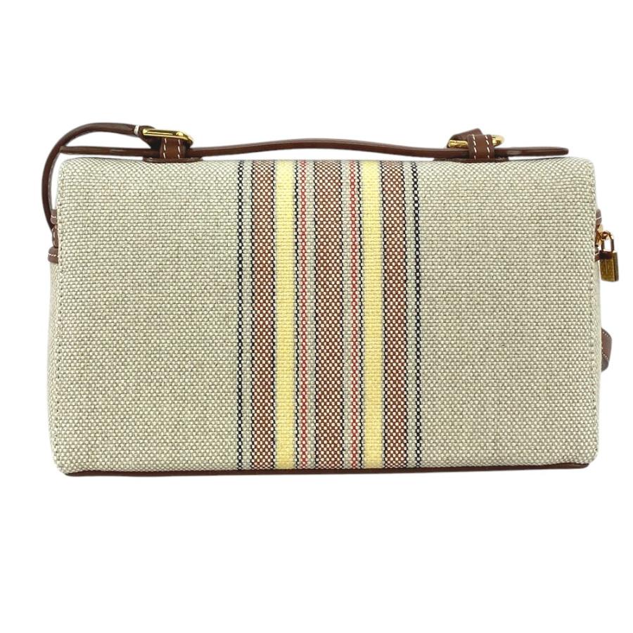 ■新同■　ロロピアーナ エクストラ ポケット ハンド バッグ レザー リネン ブラウン 【341878】2 |  | 01