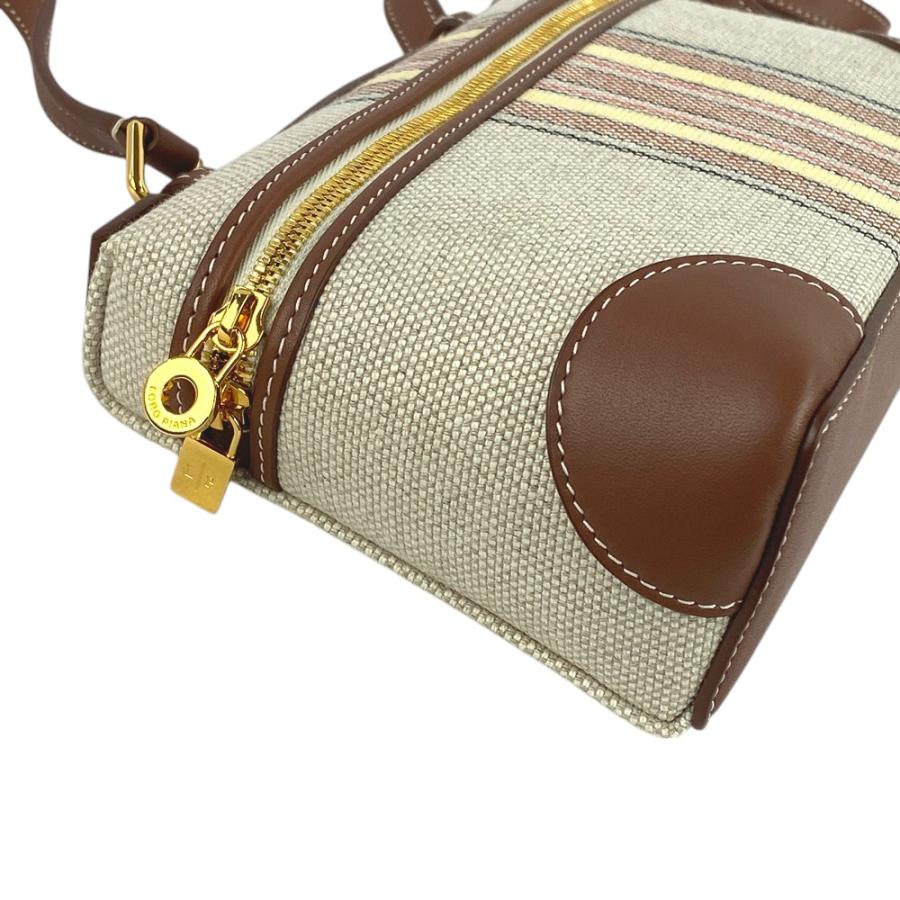 ■新同■　ロロピアーナ エクストラ ポケット ハンド バッグ レザー リネン ブラウン 【341878】2 |  | 02