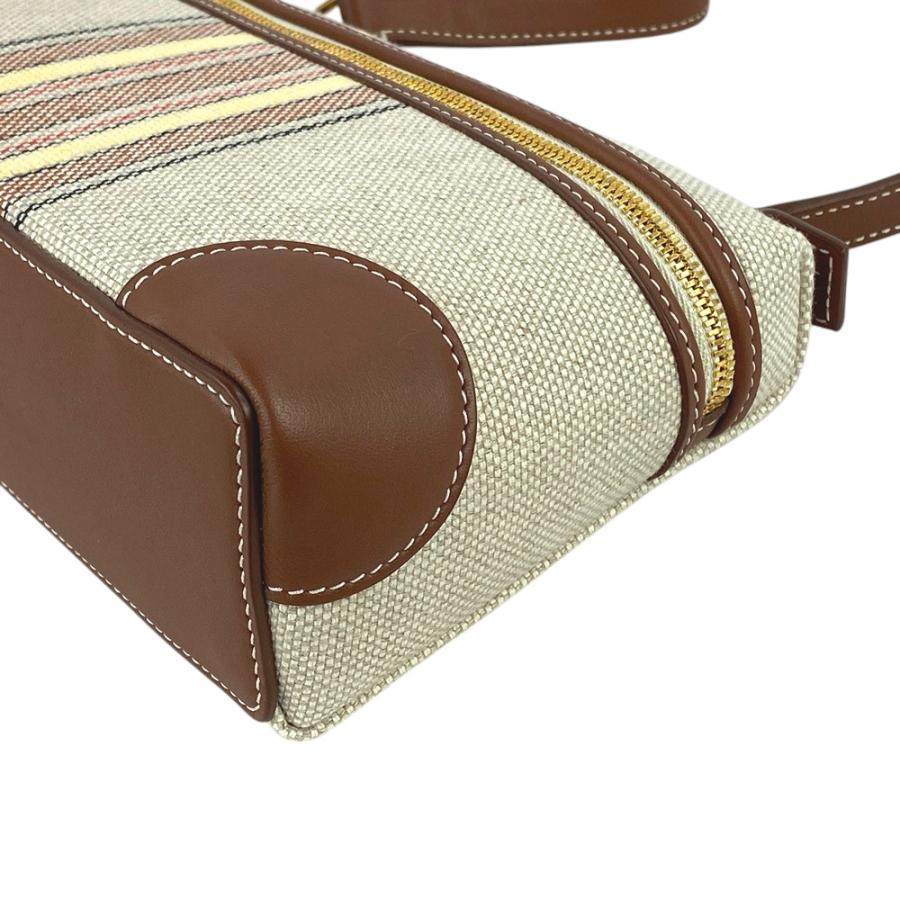 ■新同■　ロロピアーナ エクストラ ポケット ハンド バッグ レザー リネン ブラウン 【341878】2 |  | 03