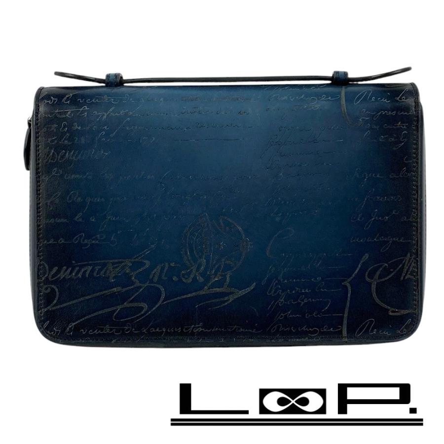■美品■　ベルルッティ カリグラフィ セカンド クラッチ バッグ 財布 ウォレット レザー ブルー 【343506】3 □美品□ ベルルッティ カリグラフィ セカンド クラッチ バッグ 財布