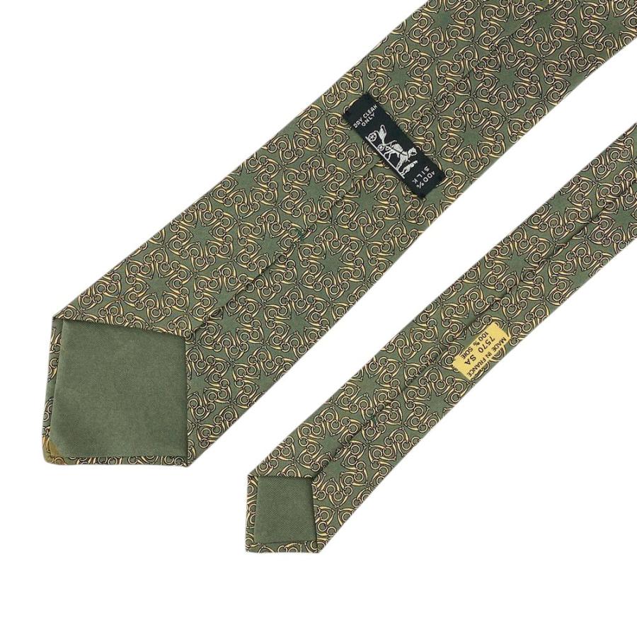 ■未使用■　エルメス ネクタイ ビジネス メンズ シルク グリーン 箱 【351792】8 □未使用□ エルメス ネクタイ ビジネス メンズ シルク グリーン 箱