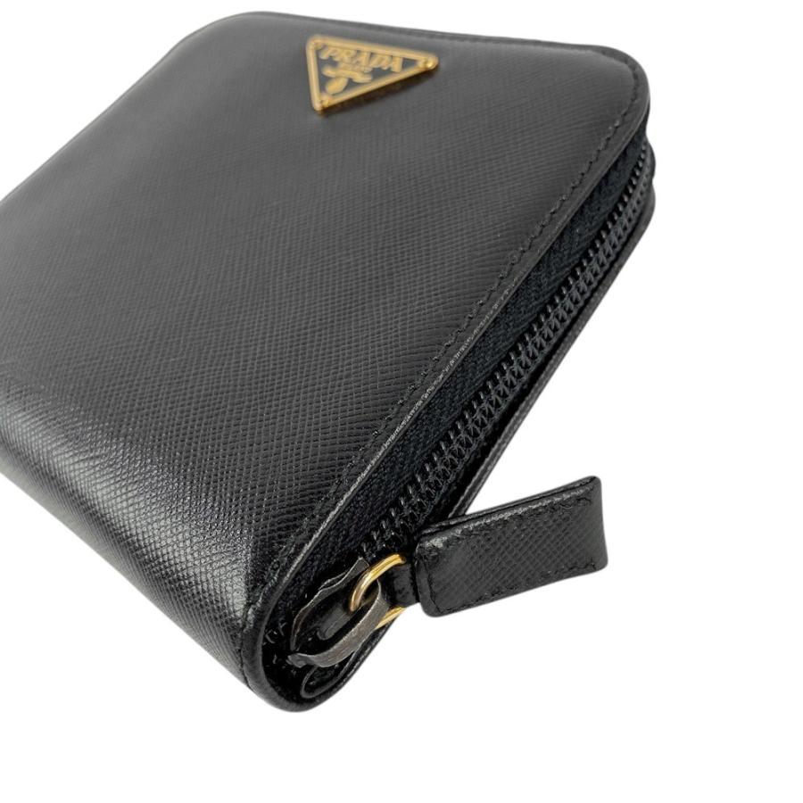 □美品□ プラダ 二つ折り 財布 ウォレット サフィアーノ レザー ネロ