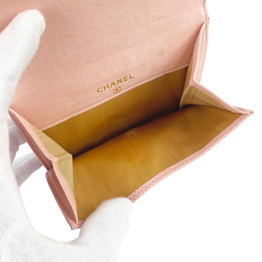 □中古□ シャネル Wホック 2つ折り 財布 コンパクト キャビア スキン  