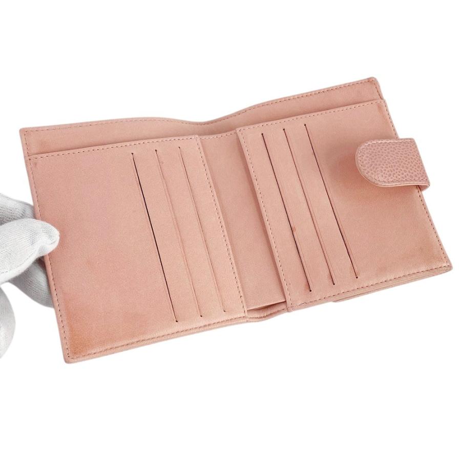 □中古□ シャネル Wホック 2つ折り 財布 コンパクト キャビア スキン  