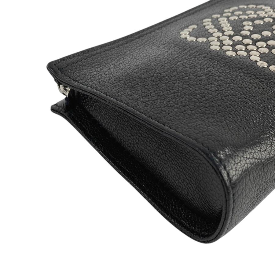 ■新同■ヴィンテージ■　ロエベ ポーチ アナグラム スタッズ レザー ブラック シルバー 【355530】1 |  | 02