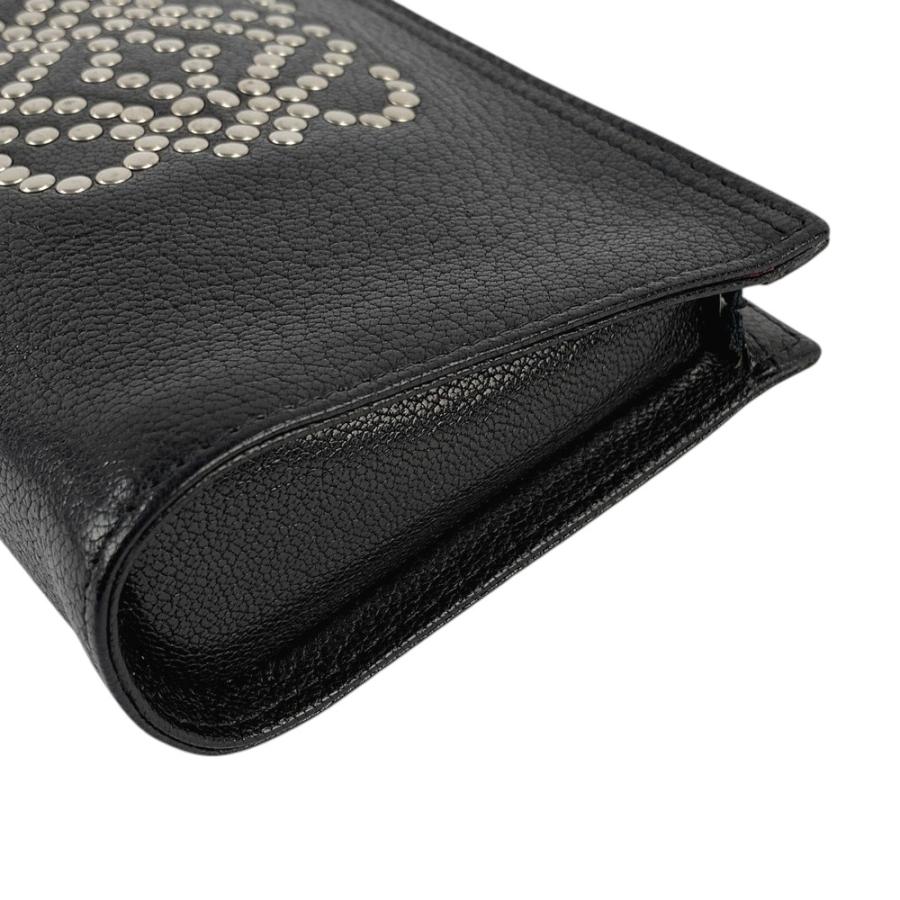 ■新同■ヴィンテージ■　ロエベ ポーチ アナグラム スタッズ レザー ブラック シルバー 【355530】1 |  | 03