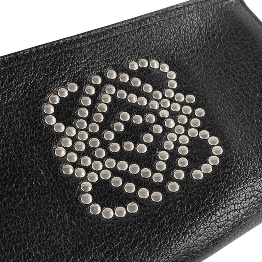 ■新同■ヴィンテージ■　ロエベ ポーチ アナグラム スタッズ レザー ブラック シルバー 【355530】1 |  | 08