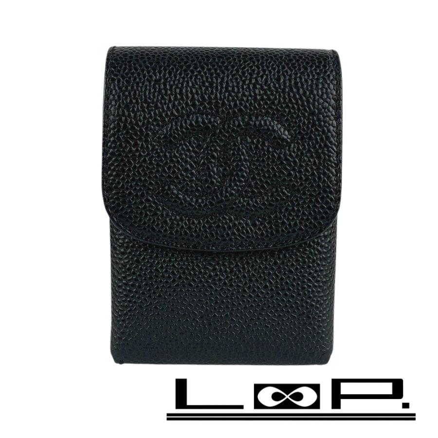 ■美品■　シャネル シガレットケース 煙草 タバコ キャビア スキン ブラック 箱 【355783】1 | 