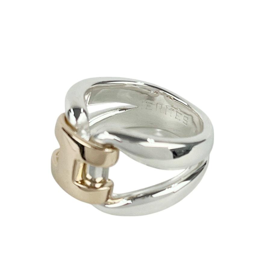 □新同□磨き済□ エルメス ヒストリー リング 指輪 コンビ シルバー  