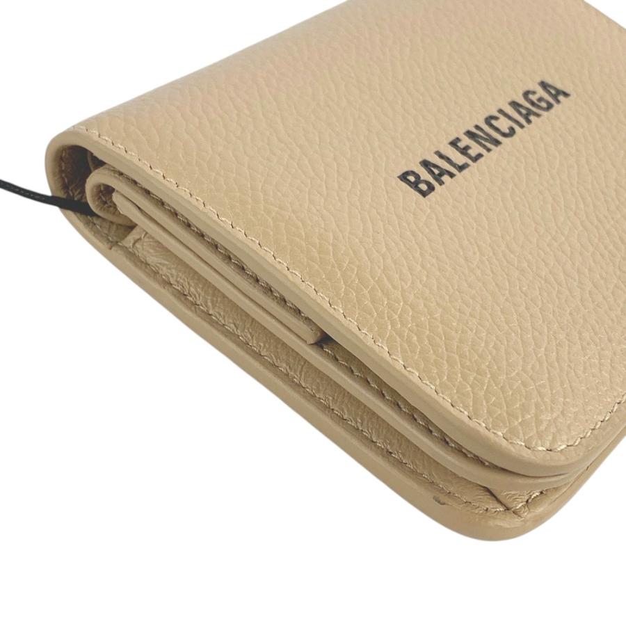 □新同□ バレンシアガ 二つ折り 財布 ウォレット レザー ベージュ  