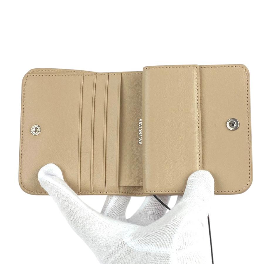 □新同□ バレンシアガ 二つ折り 財布 ウォレット レザー ベージュ  