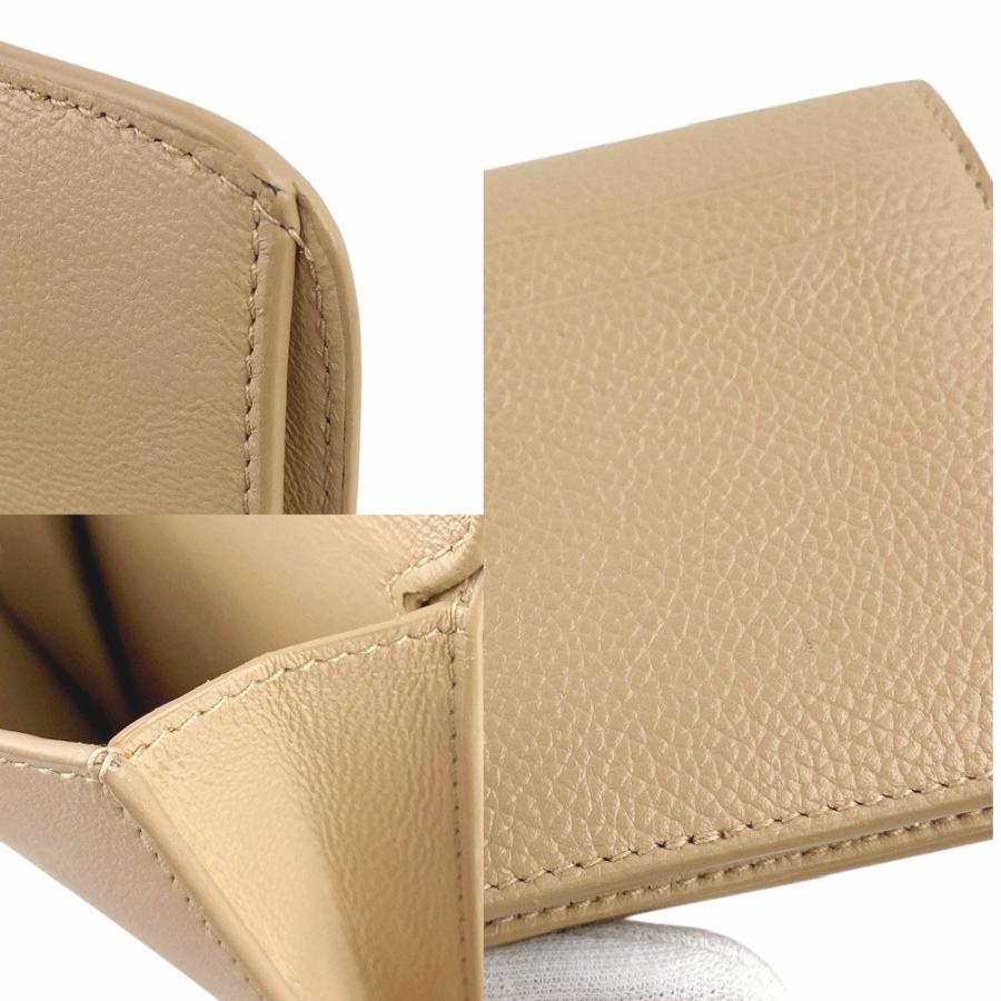 □新同□ バレンシアガ 二つ折り 財布 ウォレット レザー ベージュ  