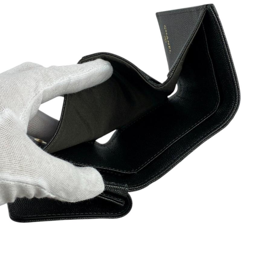 □新同□ シャネル マドモアゼル 三つ折り 財布 コンパクト キャビア  