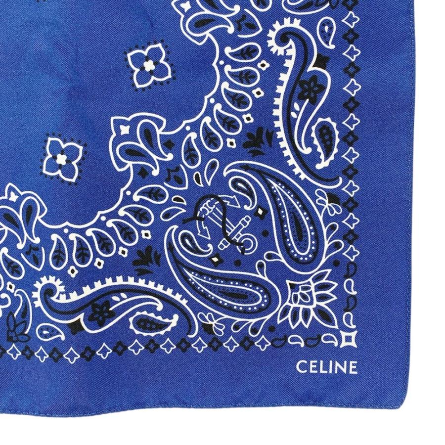 ■新同■　セリーヌ スカーフ ペイズリー ファッション シルク ブルー ホワイト 箱 【365393】3 |  | 01