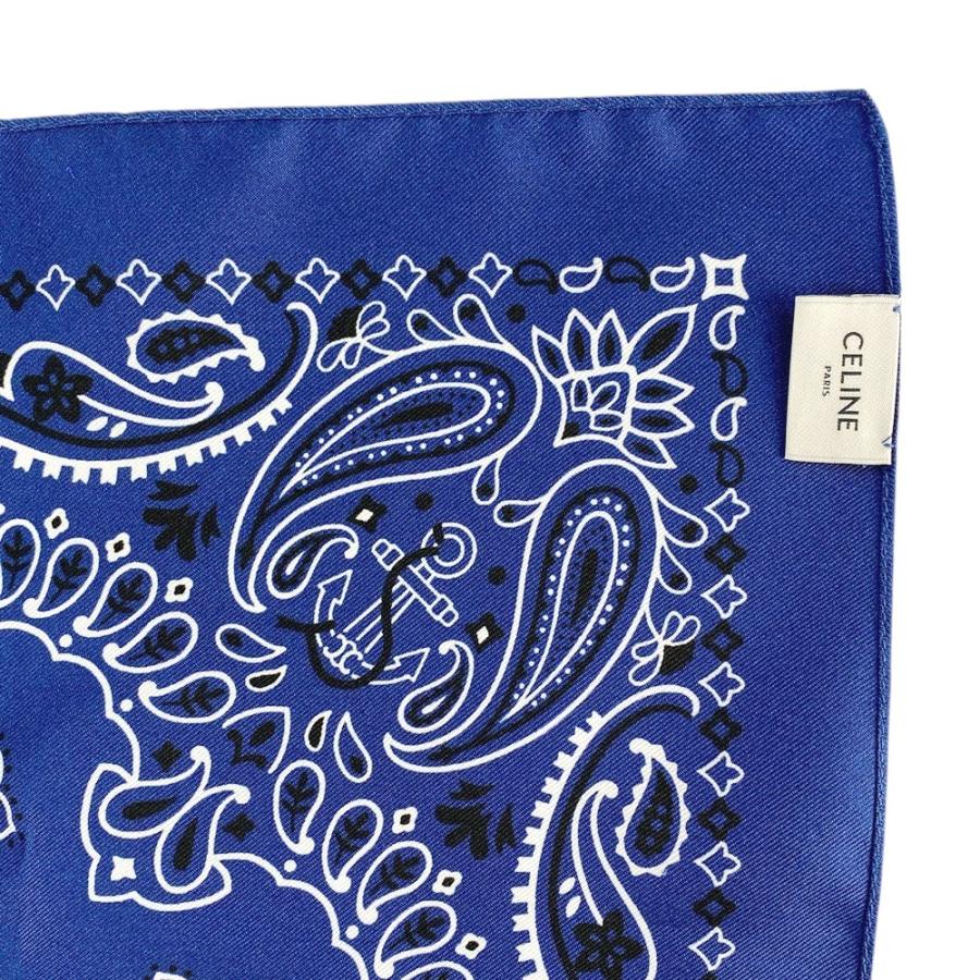 ■新同■　セリーヌ スカーフ ペイズリー ファッション シルク ブルー ホワイト 箱 【365393】3 |  | 05