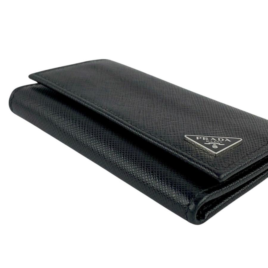 □中古□ プラダ キーケース 6連 鍵 サフィアーノ ブラック