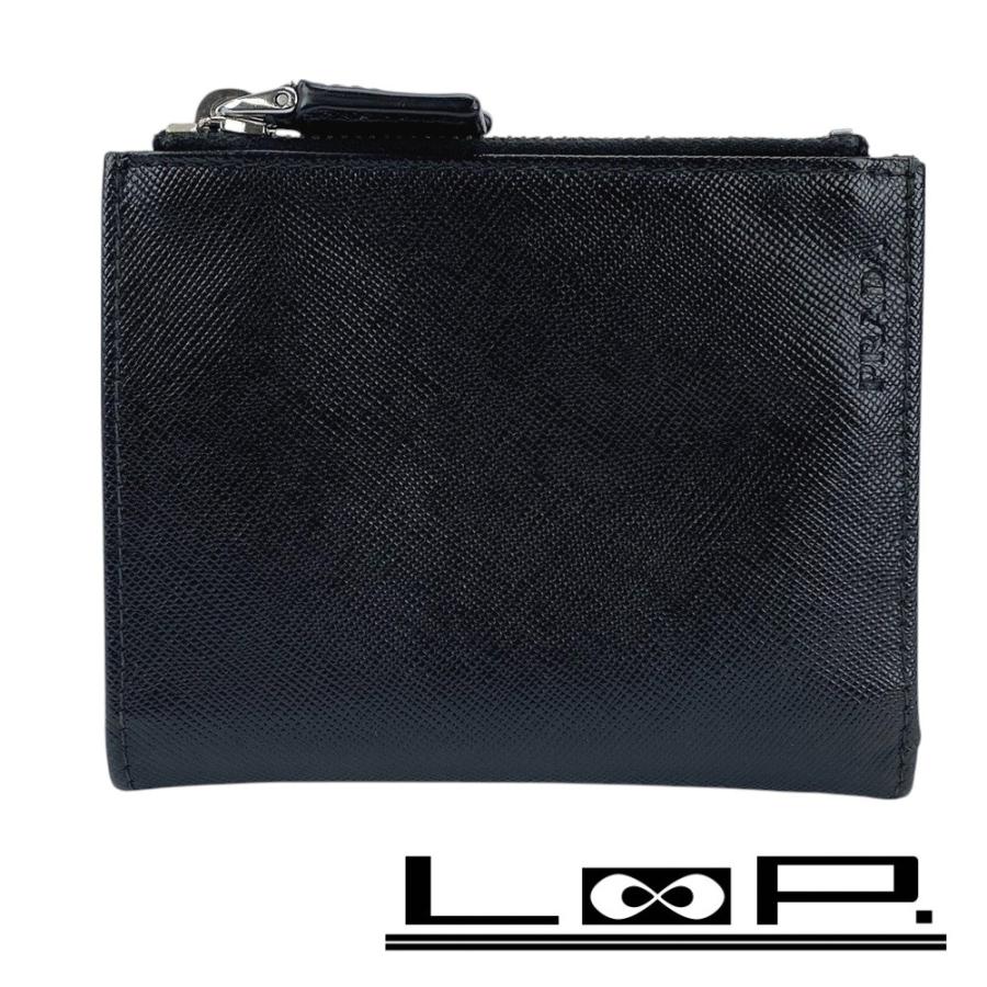 ■中古■　プラダ コンパクト 二つ折り 財布 ウォレット サフィアーノ ブラック NERO 2M1338 箱 【368974】5 □中古□ プラダ コンパクト 二つ折り 財布 ウォレット サフィアーノ
