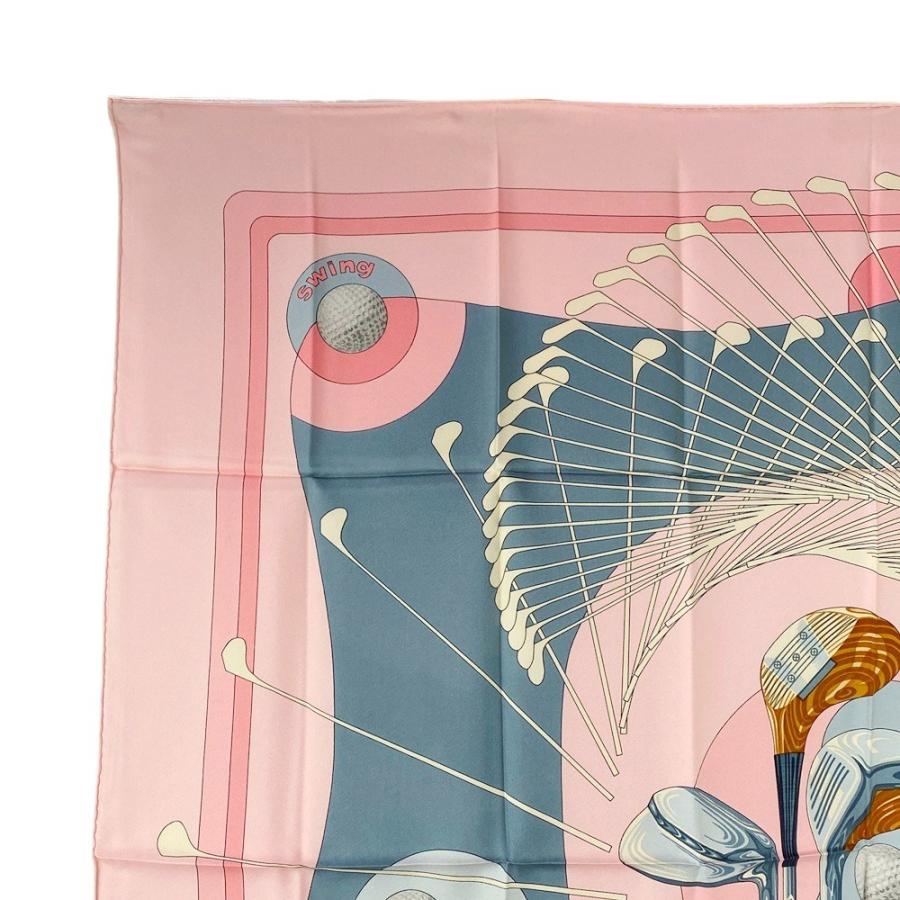 ■未使用■　エルメス カレ90 スカーフ SWING ゴルフ シルク ピンク 【369261】5 |  | 01