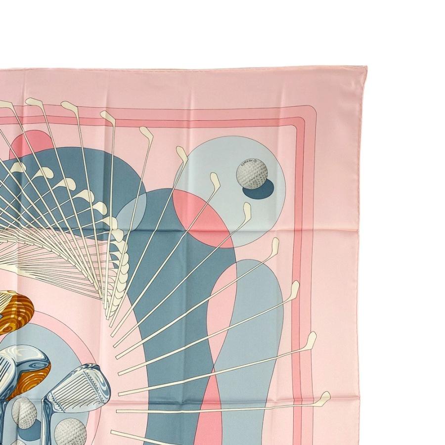 ■未使用■　エルメス カレ90 スカーフ SWING ゴルフ シルク ピンク 【369261】5 |  | 02