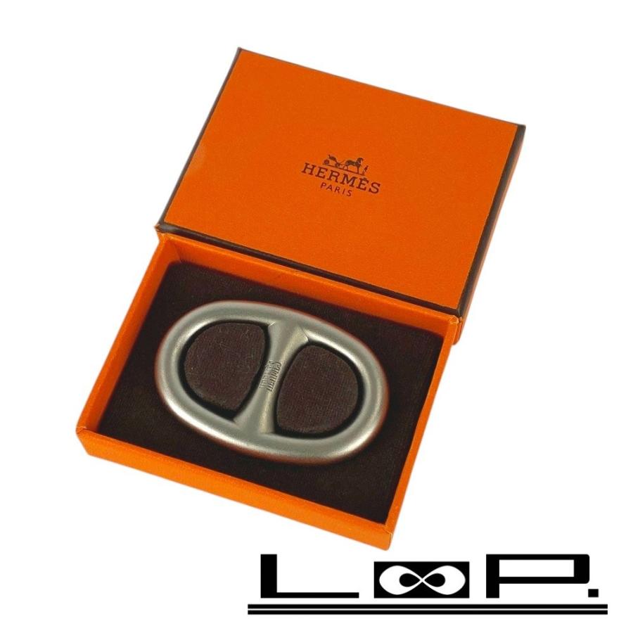エルメス シェーヌダンクル スカーフリング マット シルバー 箱 □新同□ エルメス スカーフリング シェーヌダンクル マット
