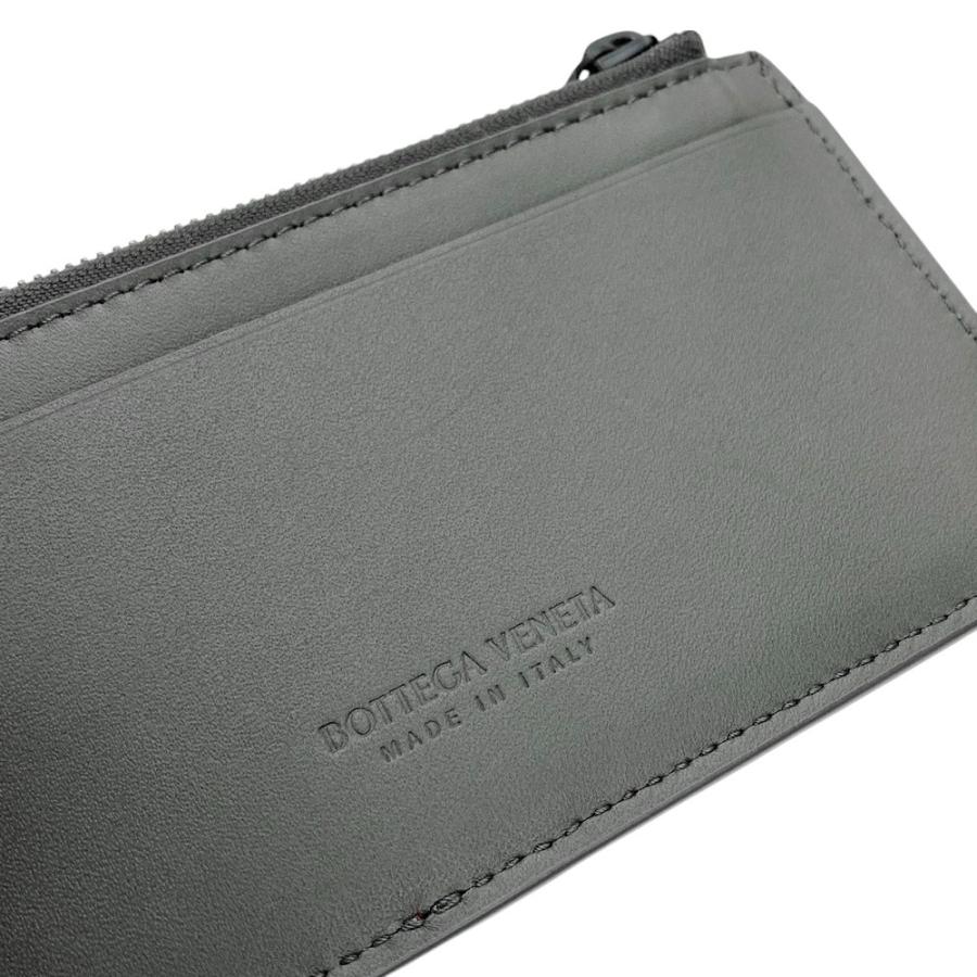 ■新同■　ボッテガヴェネタ カードホルダー ケース 財布 イントレ チャート レザー グレー レッド 591379 【373862】4 □新同□ ボッテガヴェネタ カードホルダー コインケース 財布