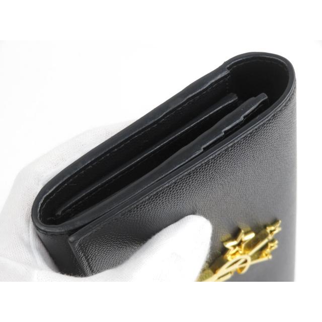 □中古□ サンローラン 長財布 ロゴ 星 スター レザー ブラック 447936