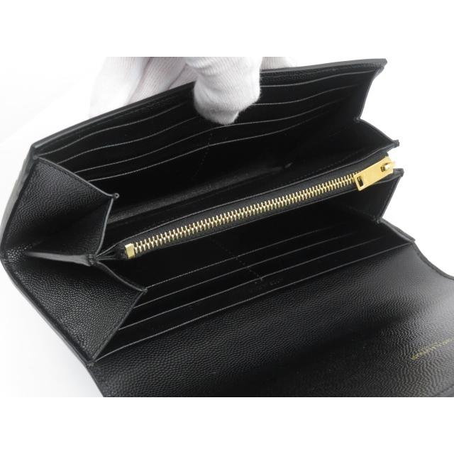□中古□ サンローラン 長財布 ロゴ 星 スター レザー ブラック 447936