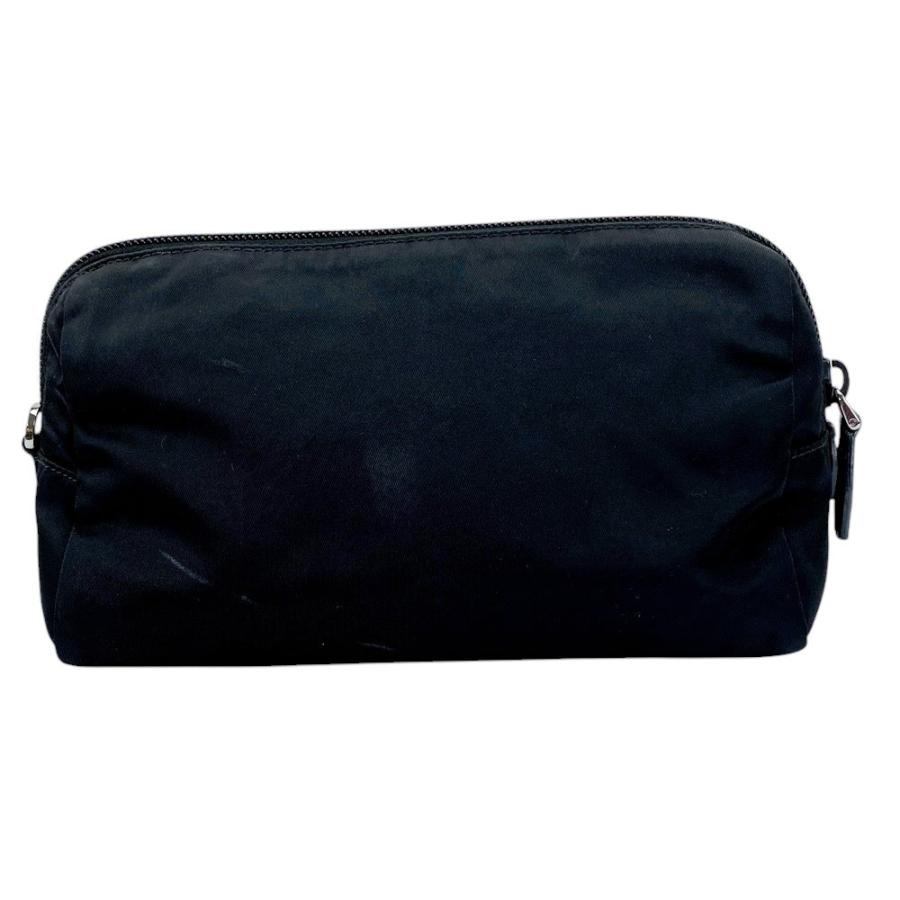 ■中古■　プラダ トライアングルロゴ ポーチ ストラップ 小物入れ 化粧 メイク テスート ナイロン ブラック 【375781】2 |  | 01