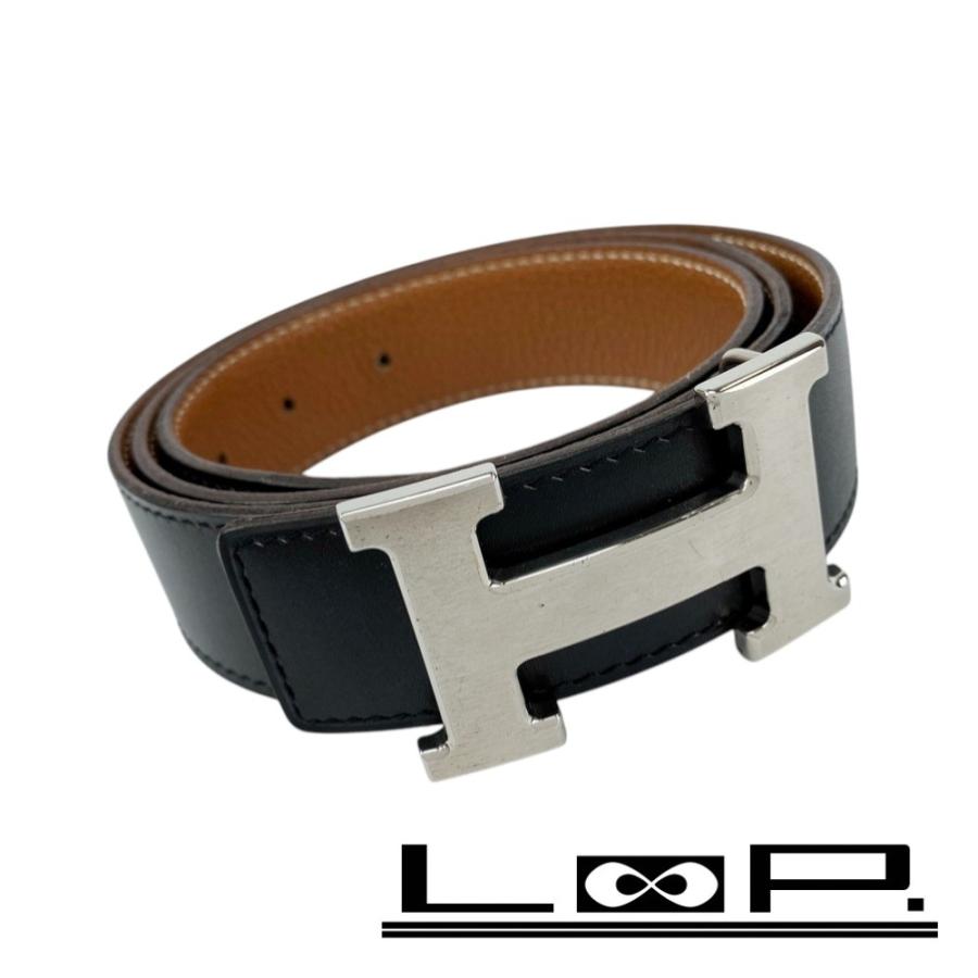 ■美品■　エルメス コンスタンス ベルト ビジネス SS レザー ブラック ブラウン □G刻 箱 【378379】3 | 