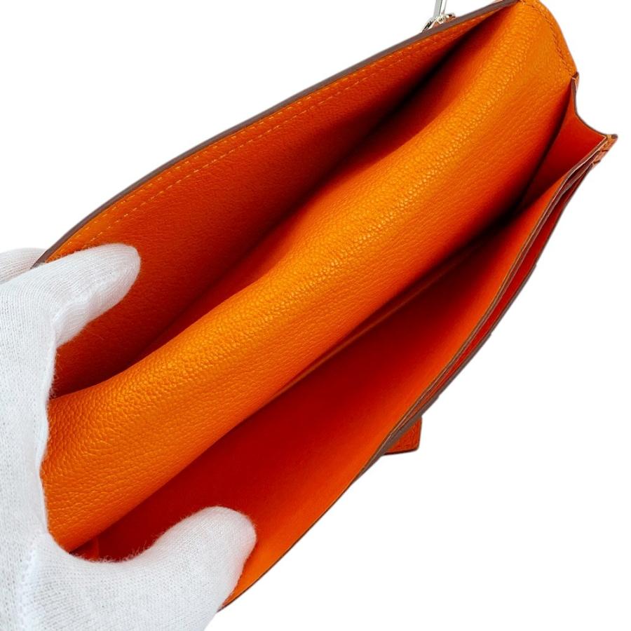 HERMES 美品 ベアン スフレ シェーブル オレンジ 長財布