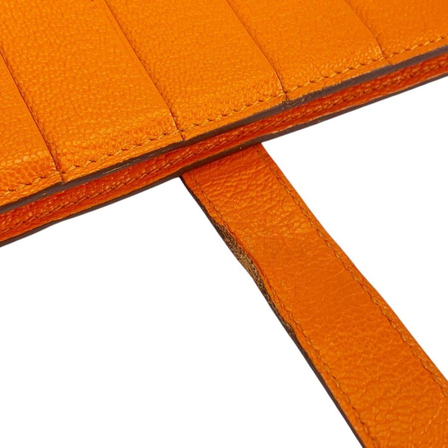 エルメス HERMES ベアンスフレ 二つ折り長財布 財布 レザー シェーブル シェーブル オレンジポピー X刻印（2016年製造） レディース オレンジ系 【中古】 □美品□ エルメス ベアンスフレ 長財布 二つ折り 財布 シェーブル